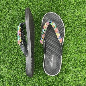 Black Beaded Flip Flops size 9.5